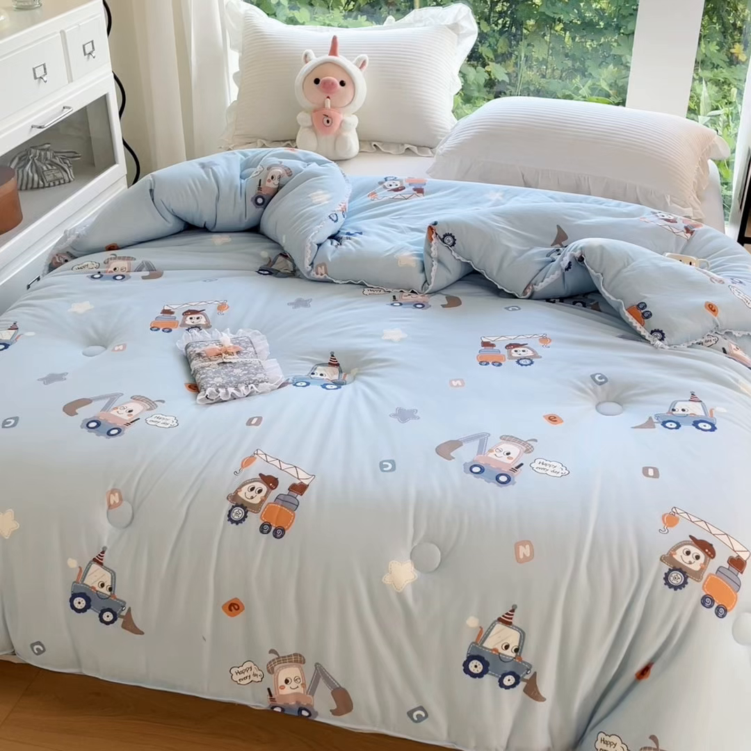 91家纺网 家纺一手货源 找家纺 大彩家居针织棉夏被子被芯春秋被冬被空调被夏凉被儿童被 挖掘小车