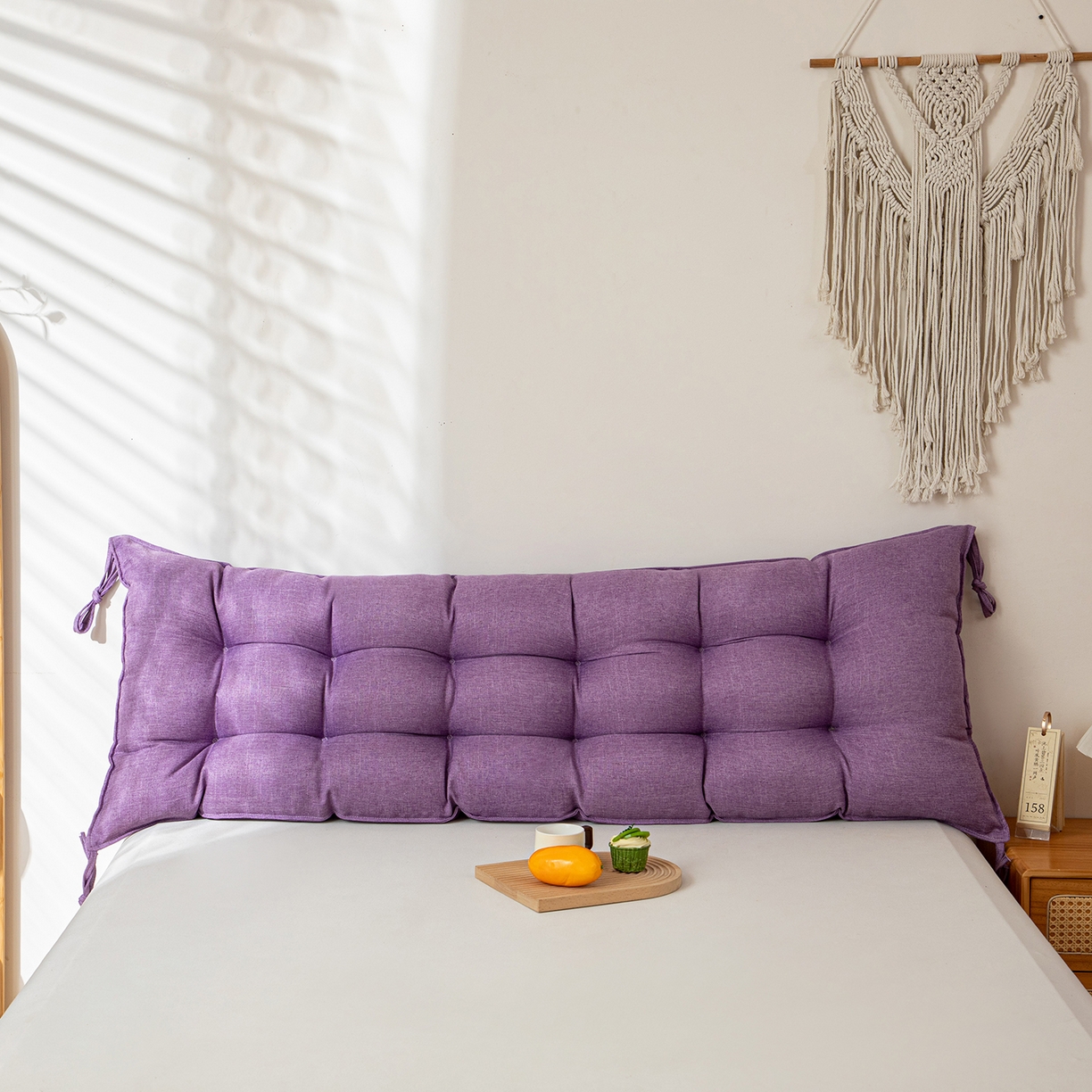 91家纺网 家纺一手货源 找家纺 沐沐家纺 2026新款棉麻竹节沙发座椅垫床头靠背 紫色