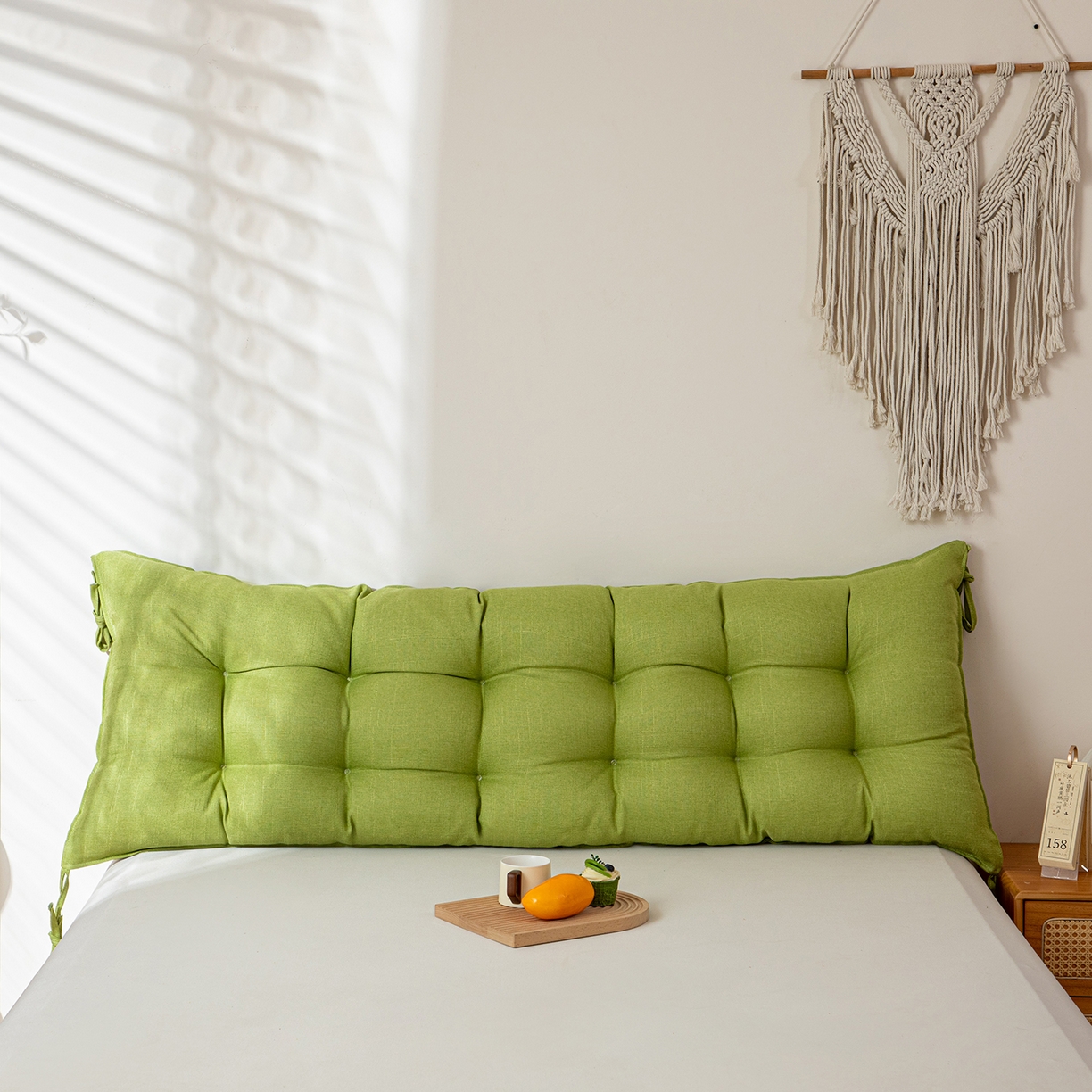 91家纺网 家纺一手货源 找家纺 沐沐家纺 2026新款棉麻竹节沙发座椅垫床头靠背 绿色