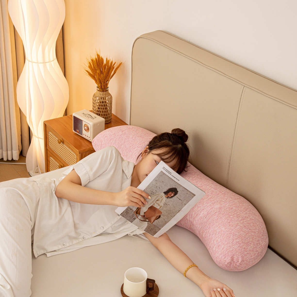 91家纺网 家纺一手货源 找家纺 沐沐家纺 2026新款深睡抱抱枕 粉色