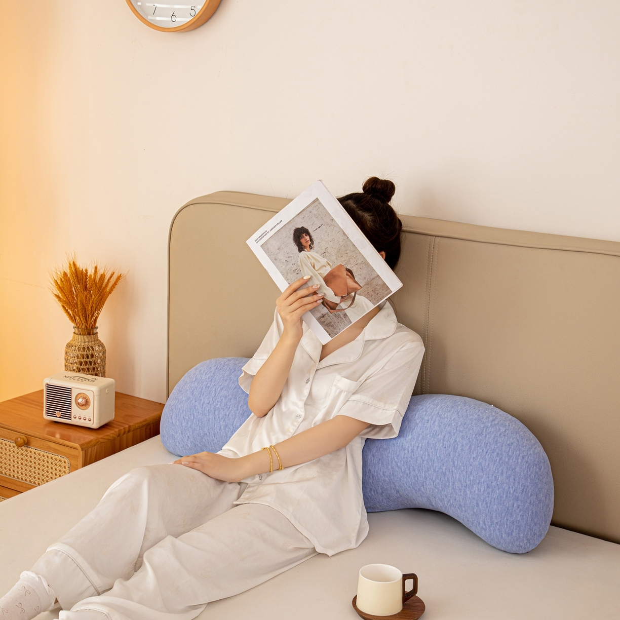 91家纺网 家纺一手货源 找家纺 沐沐家纺 2026新款深睡抱抱枕 蓝色