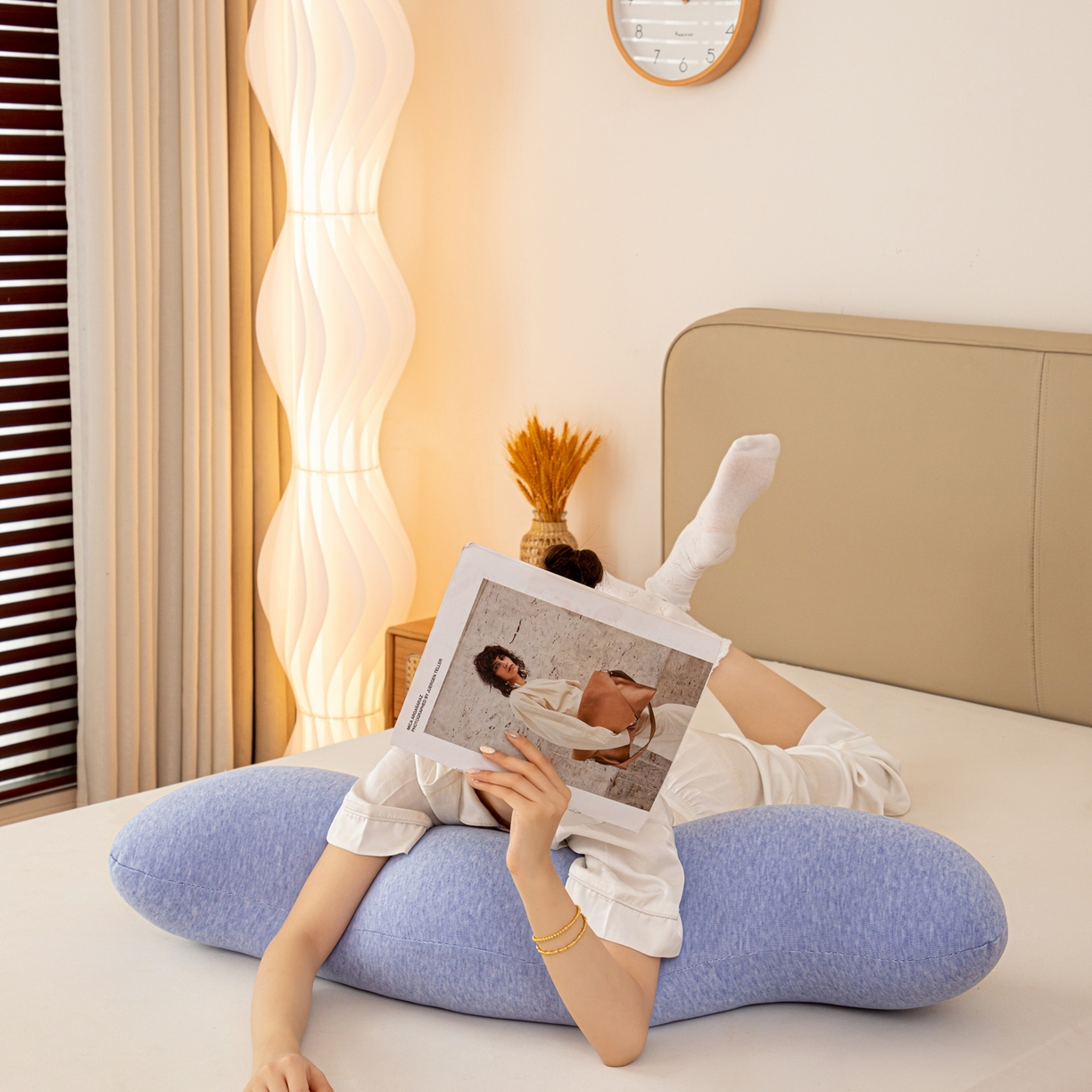 91家纺网 家纺一手货源 找家纺 沐沐家纺 2026新款深睡抱抱枕 蓝色