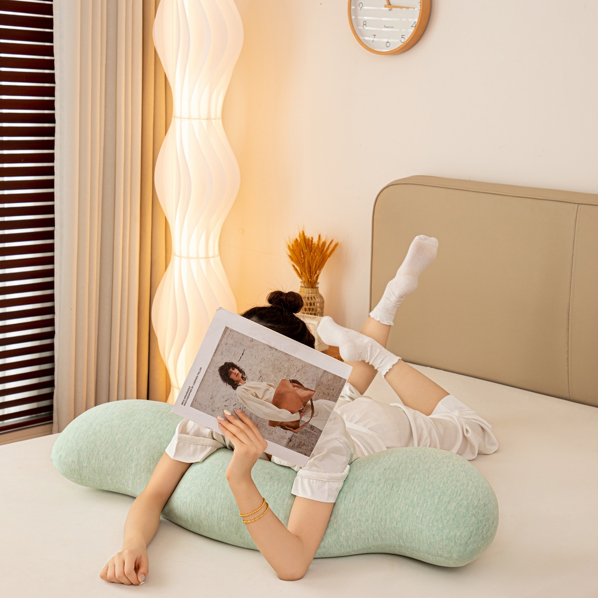 91家纺网 家纺一手货源 找家纺 沐沐家纺 2026新款深睡抱抱枕 绿色