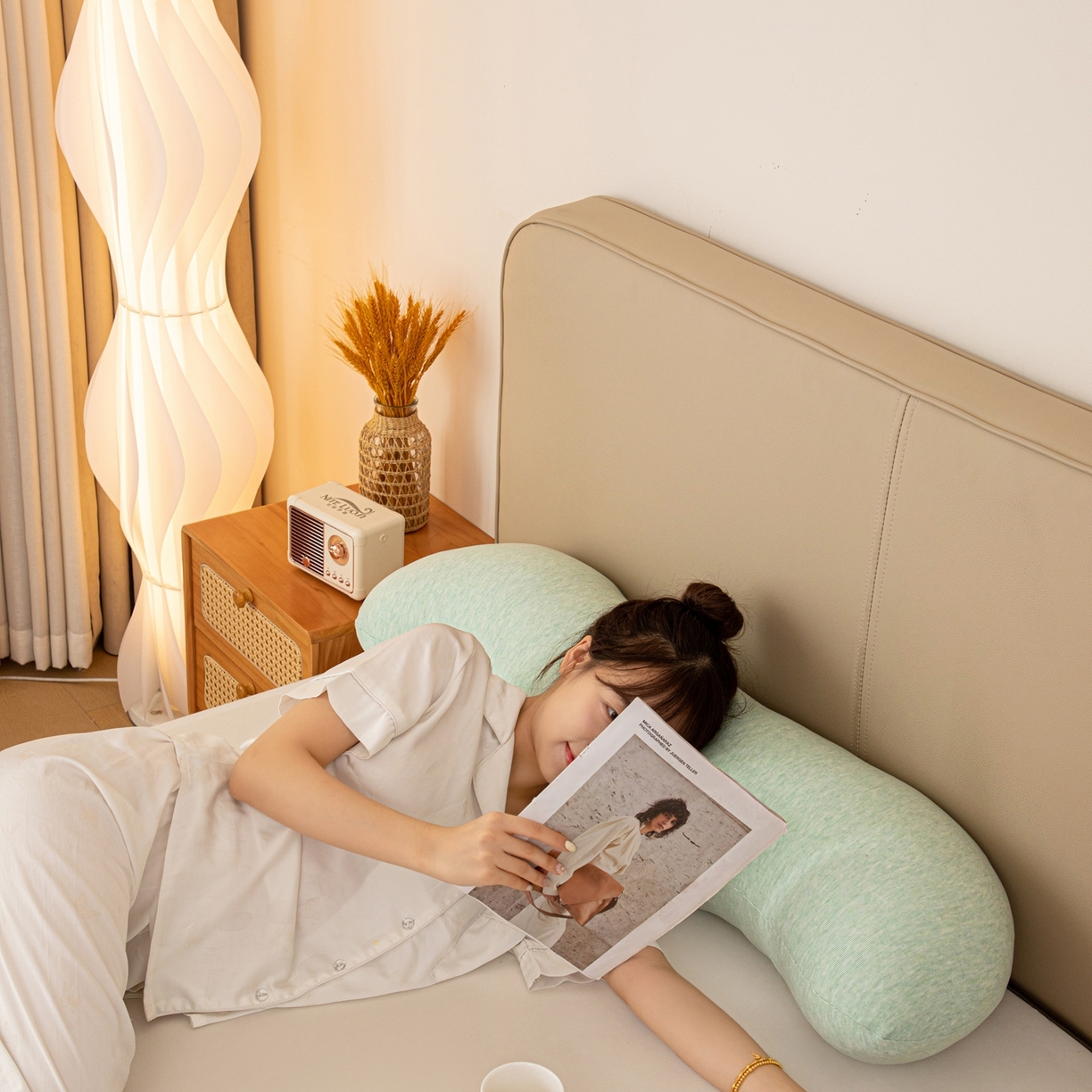 91家纺网 家纺一手货源 找家纺 沐沐家纺 2026新款深睡抱抱枕 绿色