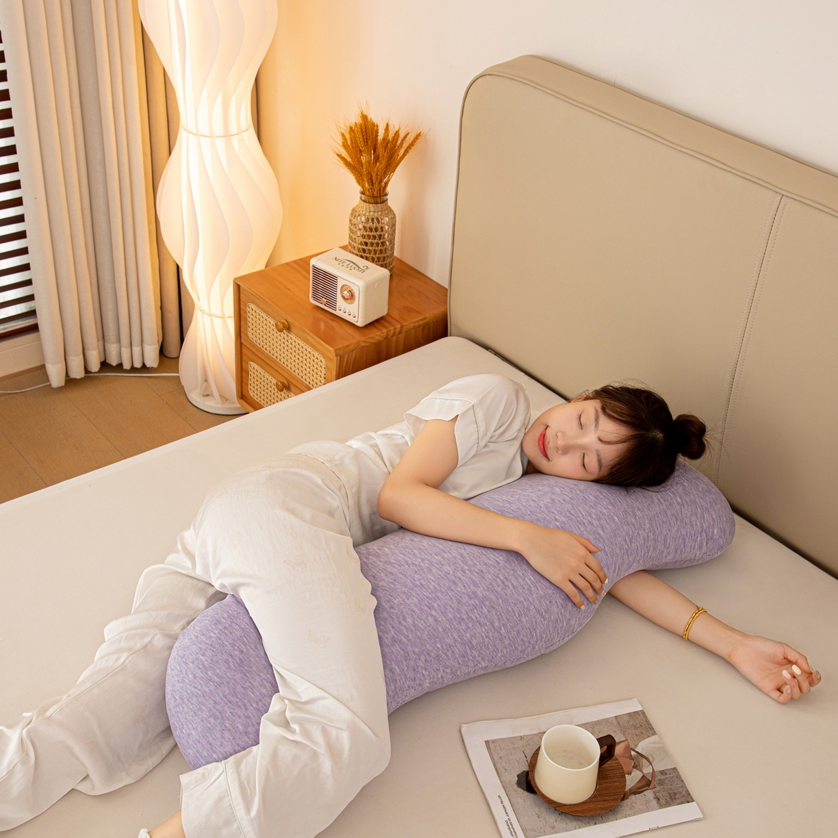 91家纺网 家纺一手货源 找家纺 沐沐家纺 2026新款深睡抱抱枕 紫色