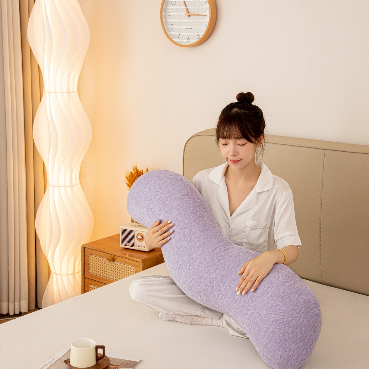 91家纺网 家纺一手货源 找家纺 沐沐家纺 2026新款深睡抱抱枕 紫色