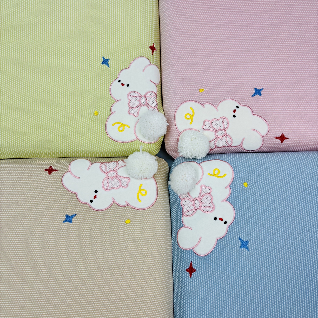 91家纺网 家纺一手货源 找家纺 露函家居 2025新款儿童款蝴蝶结兔面包枕枕头枕芯 组合图仅供展示