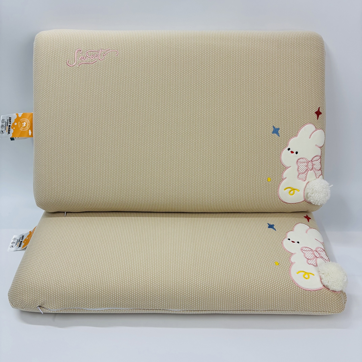 91家纺网 家纺一手货源 找家纺 （总）露函家居 2025新款儿童款蝴蝶结兔面包枕枕头枕芯