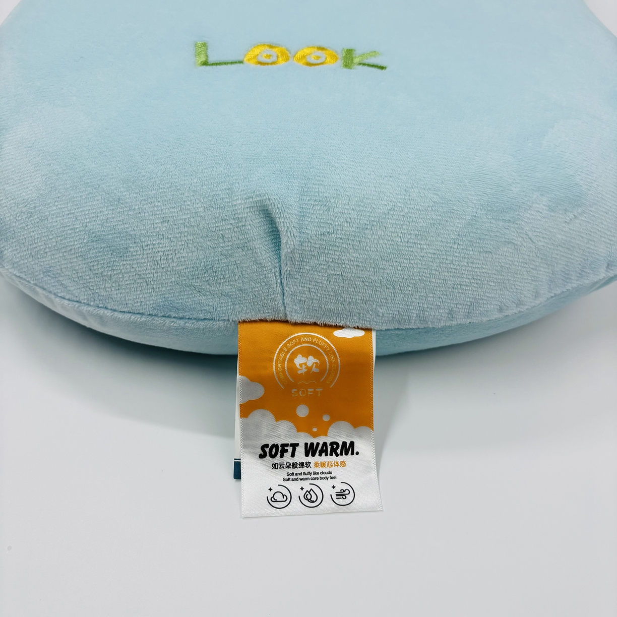 91家纺网 家纺一手货源 找家纺 露函家居 2025新款儿童款拉布布毛绒猫肚枕枕头枕芯 蓝色