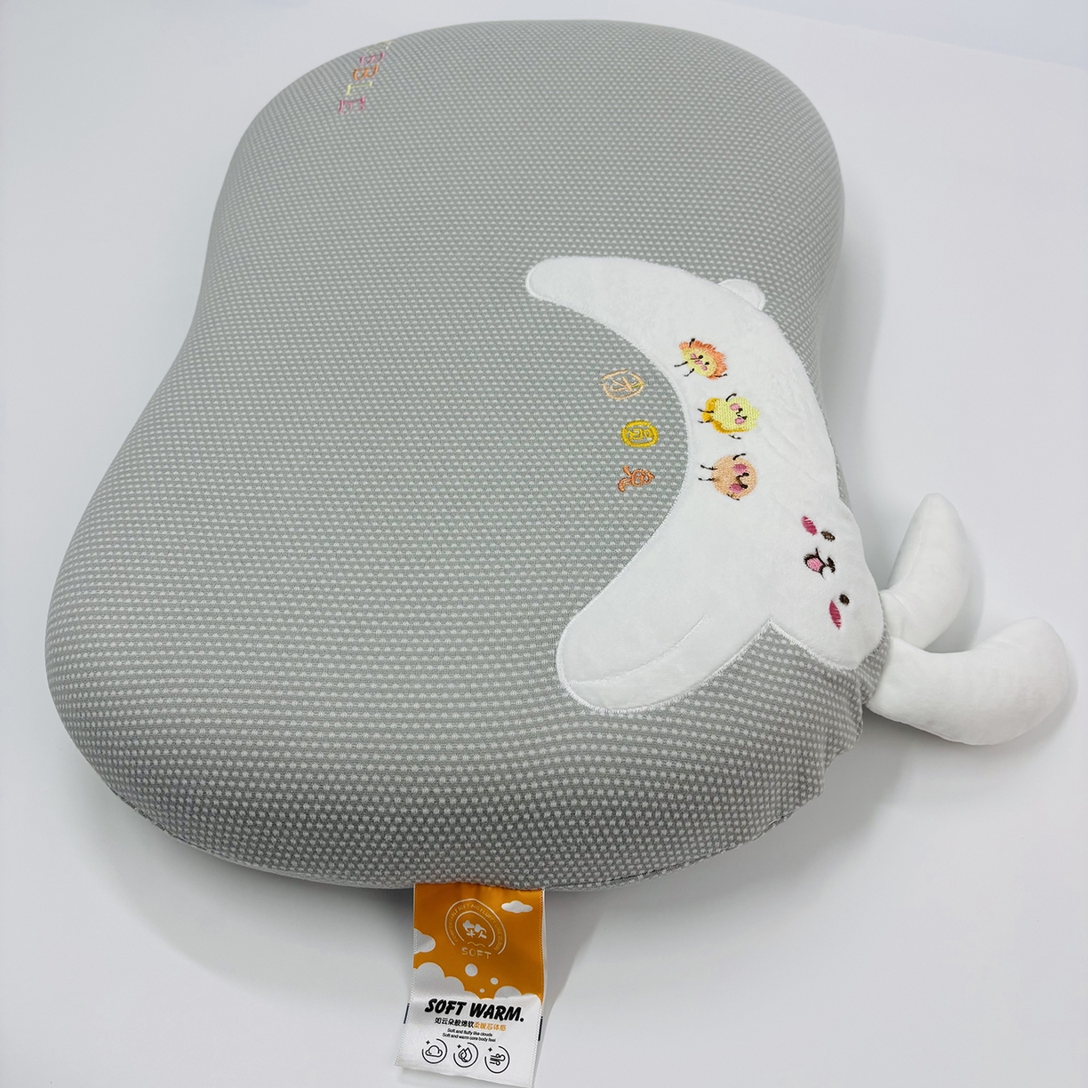91家纺网 家纺一手货源 找家纺 露函家居 2025新款儿童款团圆兔猫肚枕枕头枕芯 灰色