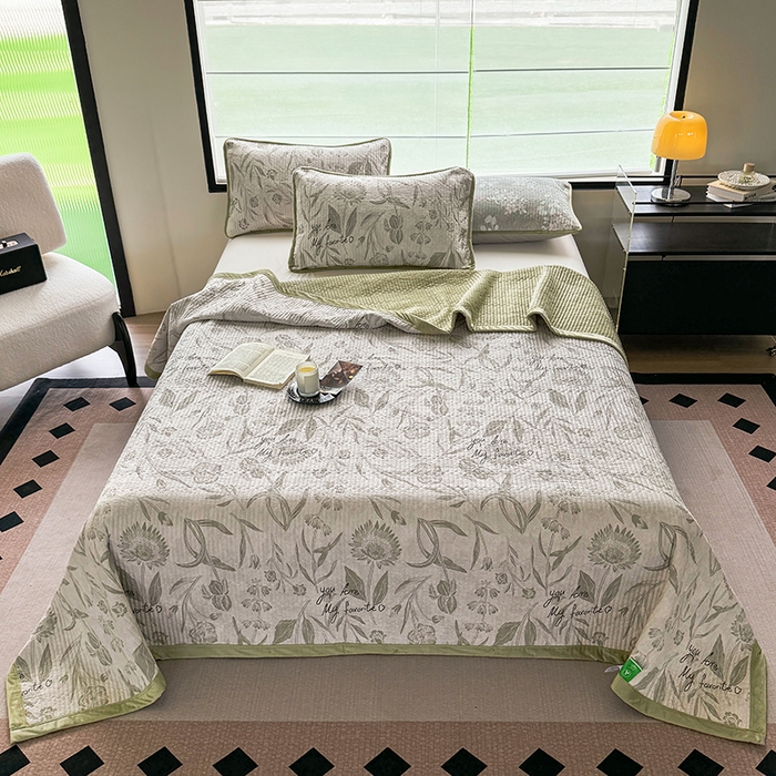 91家纺网 家纺一手货源 找家纺 （总）卢赛尔 2025新款印花加厚原麻宝宝绒双拼保暖床盖款三件套