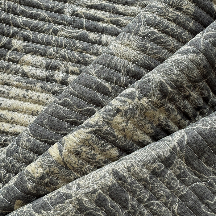 91家纺网 家纺一手货源 找家纺 卢赛尔 2025新款印花加厚原麻宝宝绒双拼保暖床盖款三件套 凉墨