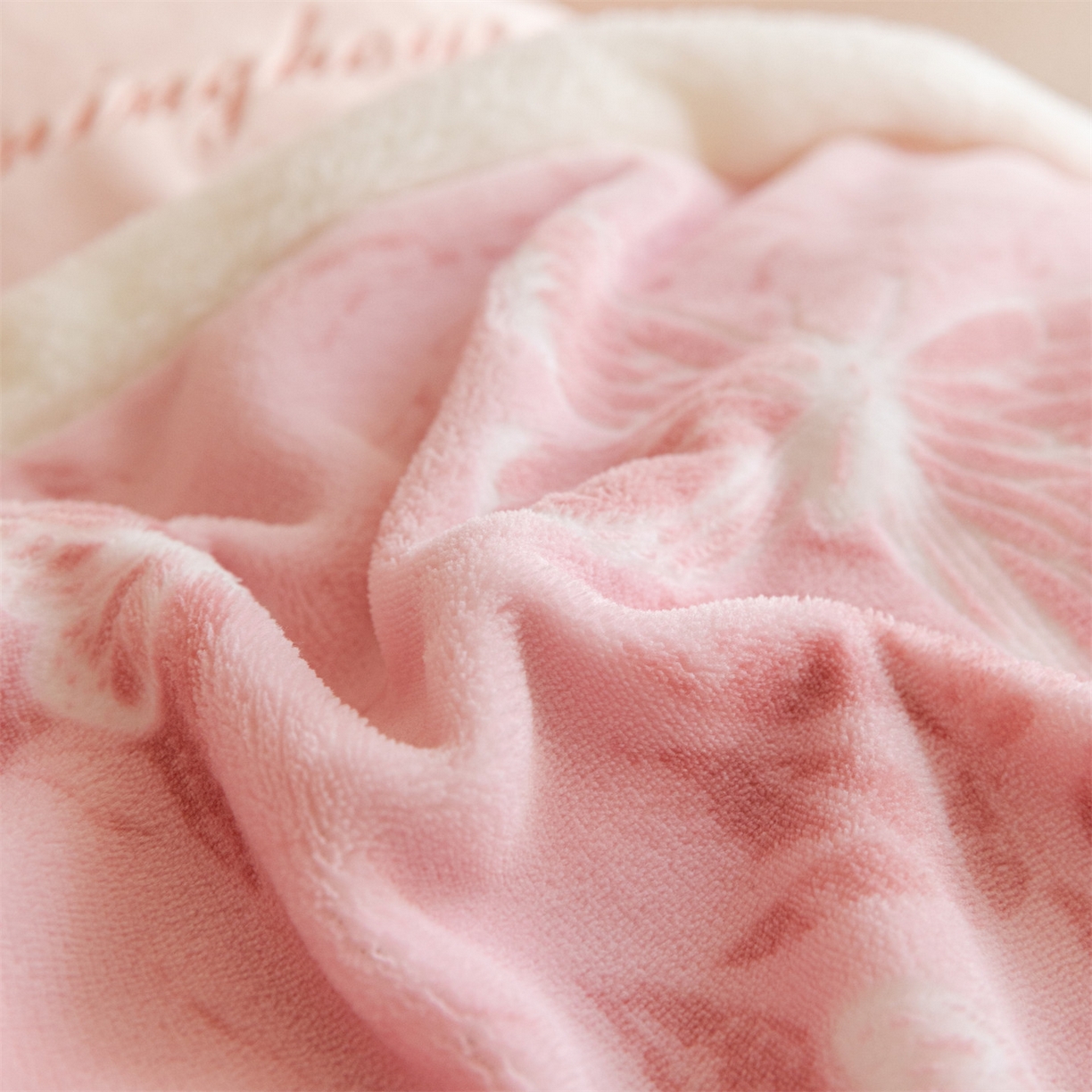 91家纺网 家纺一手货源 找家纺 遇见家居生活馆 2025新款高克重雕花绒拼接刺绣四件套系列-艾菲妮 蝴蝶-靓粉（深）