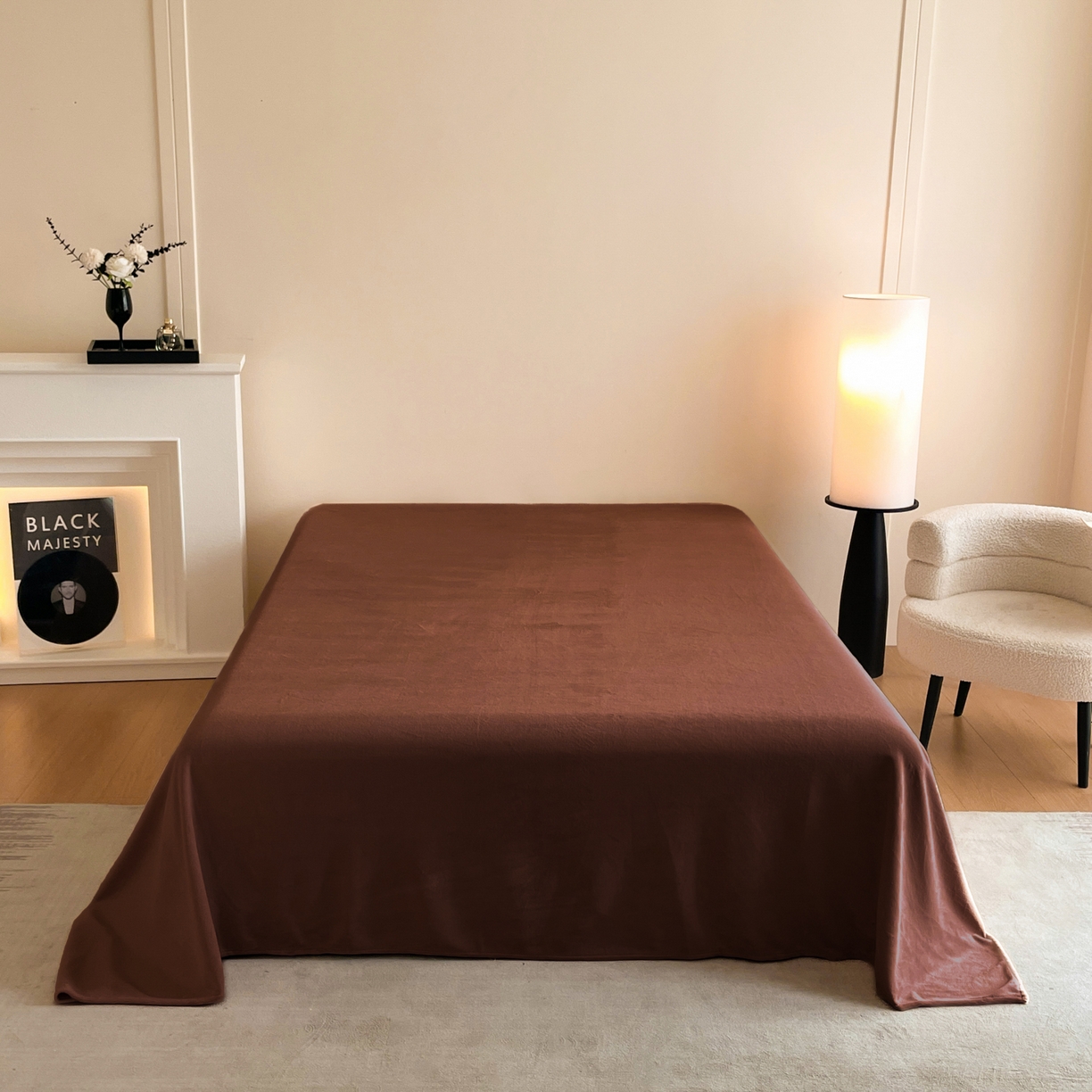 91家纺网 家纺一手货源 找家纺 新方向 2025新款全消光A类刺绣牛奶绒四件套-蝶恋花 蝶恋花-香槟咖