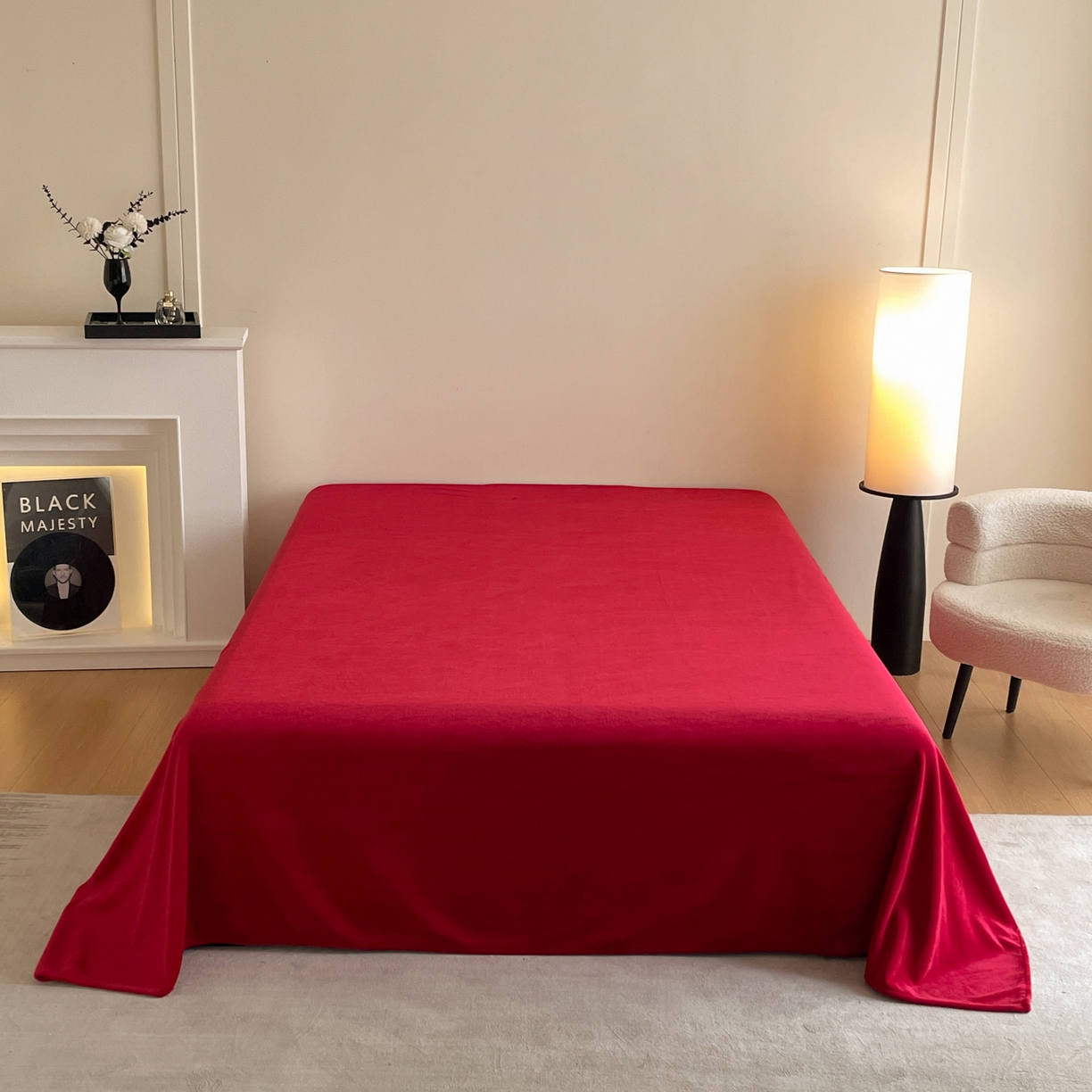 91家纺网 家纺一手货源 找家纺 新方向 2025新款全消光A类刺绣牛奶绒四件套-蝶恋花 蝶恋花-洋酒红