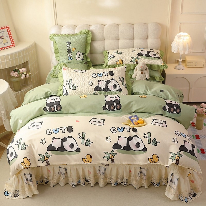 （总）美达家纺2025新款全棉蕾丝边单床盖四件套