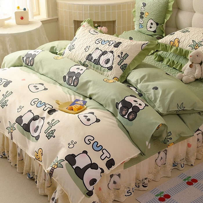 91家纺网 家纺一手货源 找家纺 （总）美达家纺2025新款全棉蕾丝边单床盖四件套