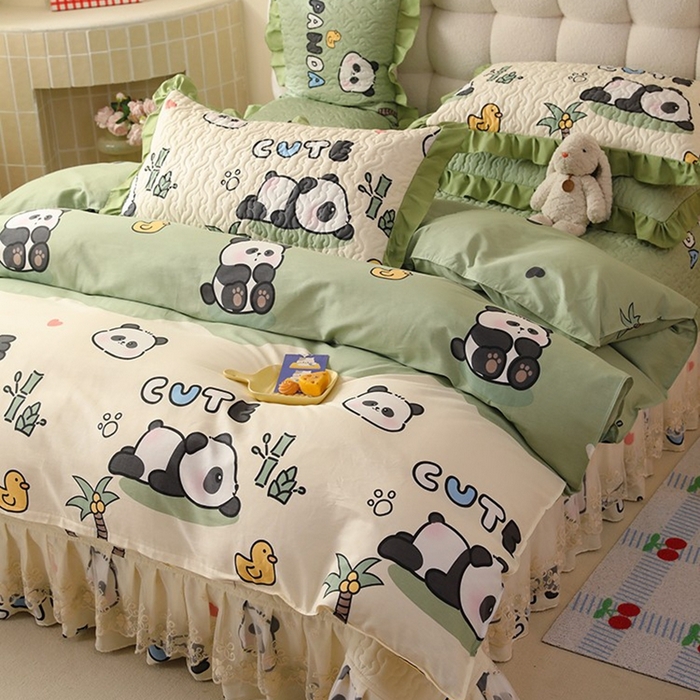 91家纺网 家纺一手货源 找家纺 （总）美达家纺2025新款全棉蕾丝边单床盖四件套