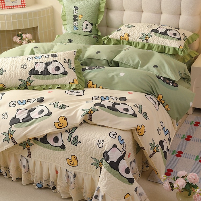 91家纺网 家纺一手货源 找家纺 （总）美达家纺2025新款全棉蕾丝边单床盖四件套