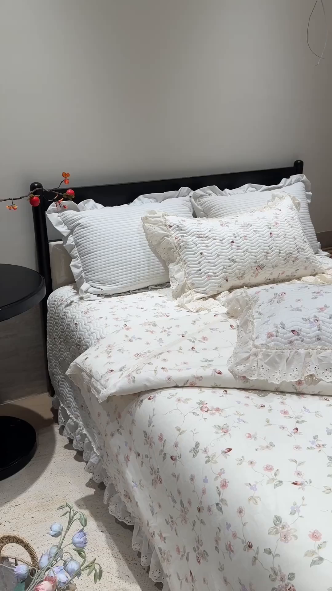 91家纺网 家纺一手货源 找家纺 奈萝家纺 2025新款全棉蕾丝花边被套春秋被床盖四件套床盖三件套 薇语梦