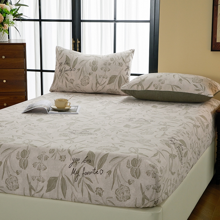 91家纺网 家纺一手货源 找家纺 卢赛尔 2025新款高克重皱皱复古原麻单床笠床笠三件套 草芙蓉