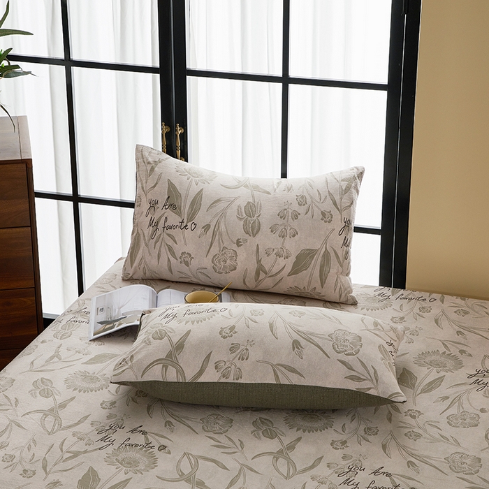 91家纺网 家纺一手货源 找家纺 卢赛尔 2025新款高克重皱皱复古原麻单床笠床笠三件套 草芙蓉