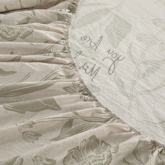 91家纺网 家纺一手货源 找家纺 卢赛尔 2025新款高克重皱皱复古原麻单床笠床笠三件套 草芙蓉