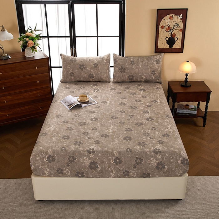 卢赛尔 2025新款高克重皱皱复古原麻单床笠床笠三件套 风浅