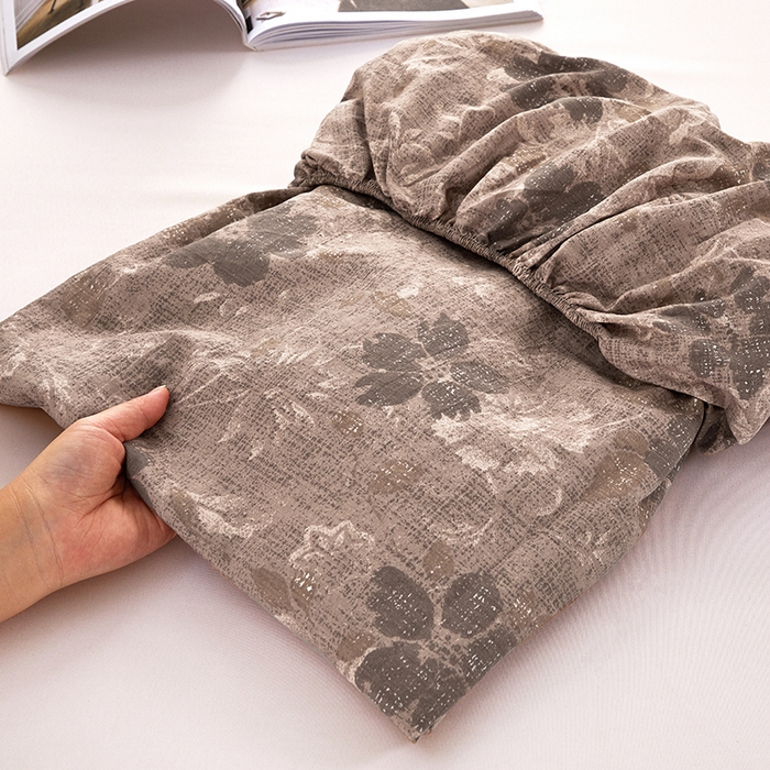 91家纺网 家纺一手货源 找家纺 卢赛尔 2025新款高克重皱皱复古原麻单床笠床笠三件套 风浅