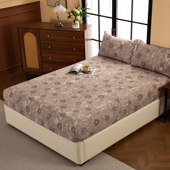 91家纺网 家纺一手货源 找家纺 卢赛尔 2025新款高克重皱皱复古原麻单床笠床笠三件套 风浅