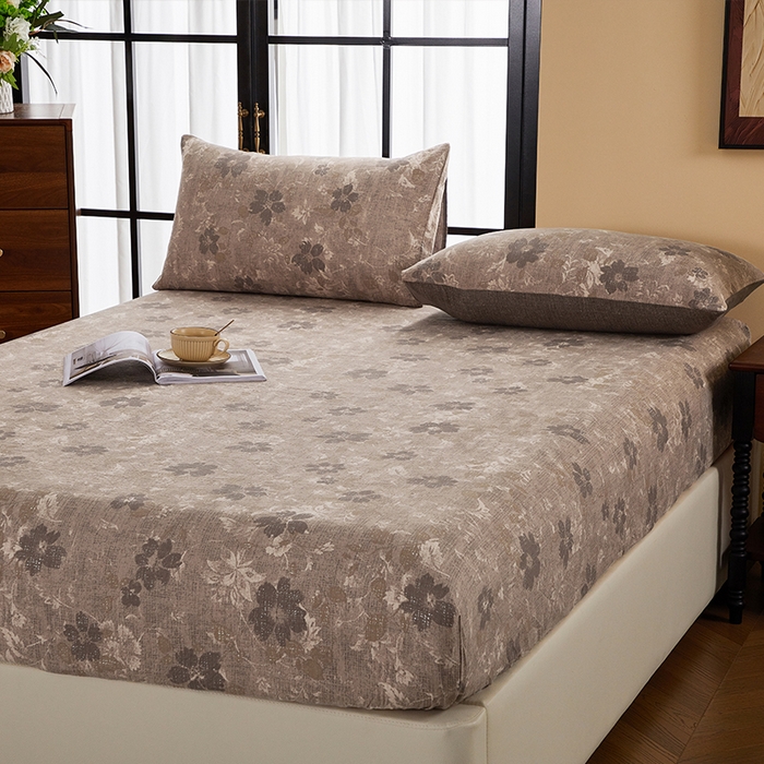 91家纺网 家纺一手货源 找家纺 卢赛尔 2025新款高克重皱皱复古原麻单床笠床笠三件套 风浅