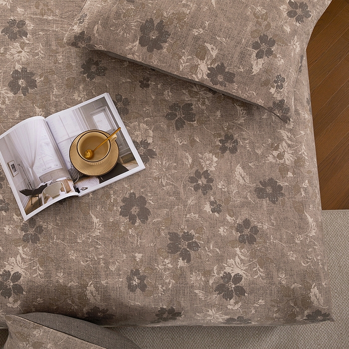 91家纺网 家纺一手货源 找家纺 卢赛尔 2025新款高克重皱皱复古原麻单床笠床笠三件套 风浅