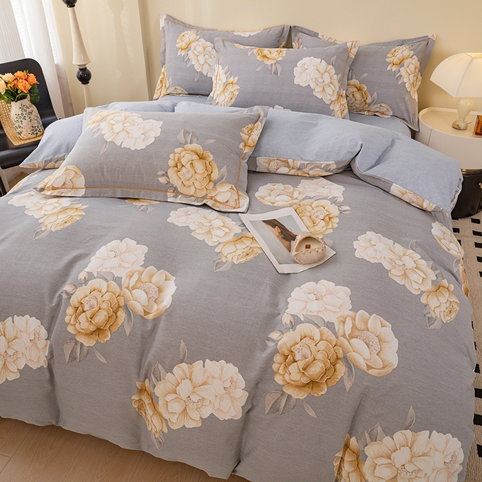 91家纺网 家纺一手货源 找家纺 博弈家纺 2025新款100%加厚全棉纯棉四件套喷气磨毛四件套-礼盒装 春和景明