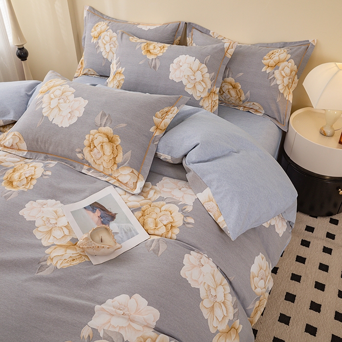 91家纺网 家纺一手货源 找家纺 博弈家纺 2025新款100%加厚全棉纯棉四件套喷气磨毛四件套-礼盒装 春和景明