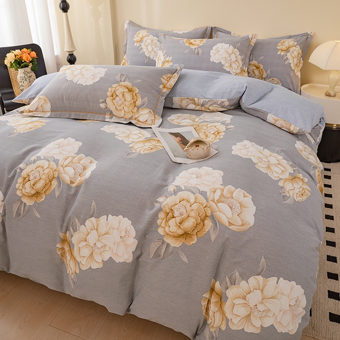 91家纺网 家纺一手货源 找家纺 博弈家纺 2025新款100%加厚全棉纯棉四件套喷气磨毛四件套-礼盒装 春和景明