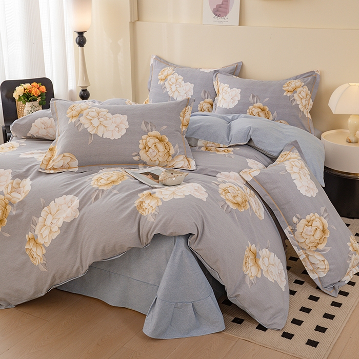 91家纺网 家纺一手货源 找家纺 博弈家纺 2025新款100%加厚全棉纯棉四件套喷气磨毛四件套-礼盒装 春和景明