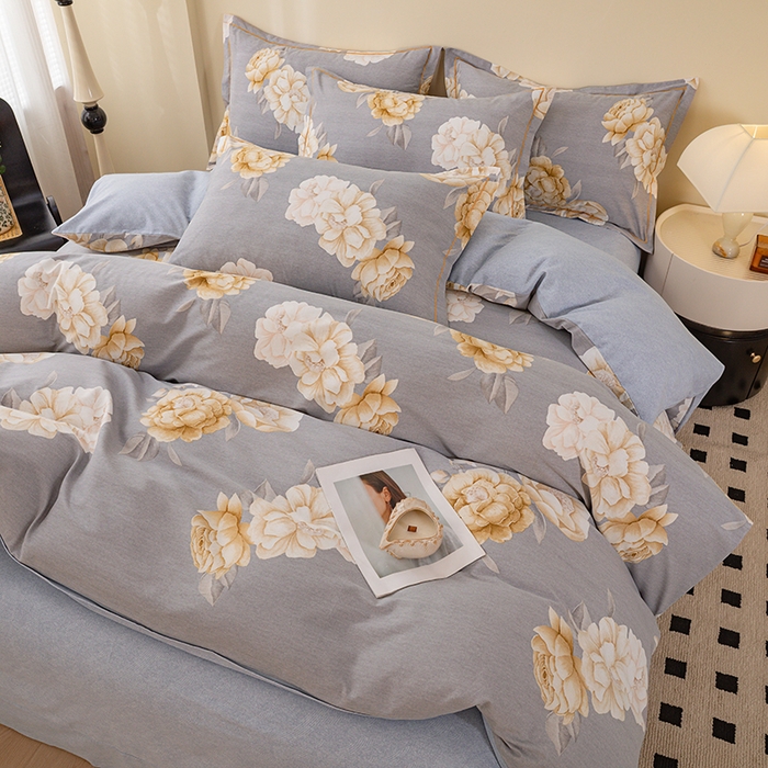 91家纺网 家纺一手货源 找家纺 博弈家纺 2025新款100%加厚全棉纯棉四件套喷气磨毛四件套-礼盒装 春和景明