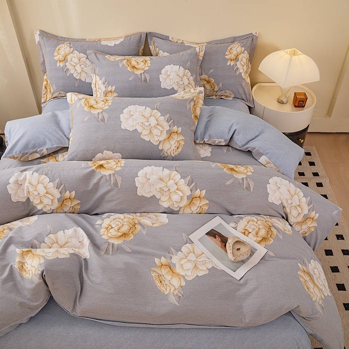 91家纺网 家纺一手货源 找家纺 博弈家纺 2025新款100%加厚全棉纯棉四件套喷气磨毛四件套-礼盒装 春和景明