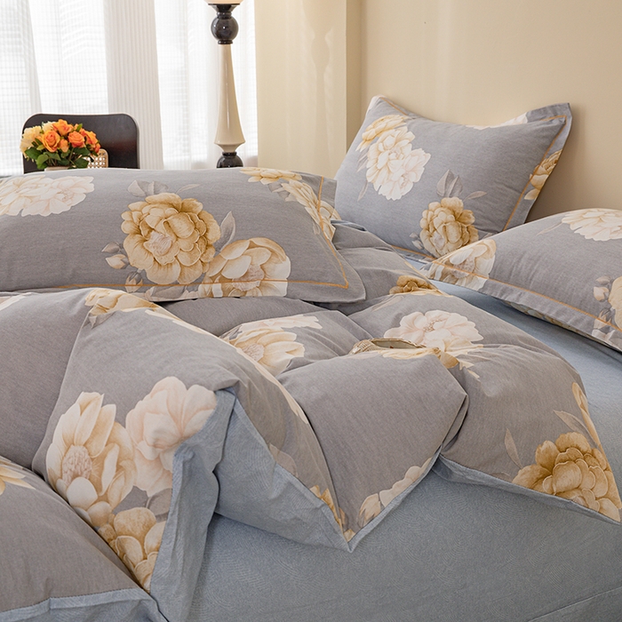 91家纺网 家纺一手货源 找家纺 博弈家纺 2025新款100%加厚全棉纯棉四件套喷气磨毛四件套-礼盒装 春和景明