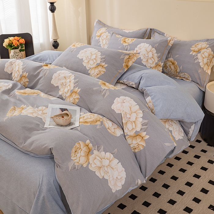 91家纺网 家纺一手货源 找家纺 博弈家纺 2025新款100%加厚全棉纯棉四件套喷气磨毛四件套-礼盒装 春和景明