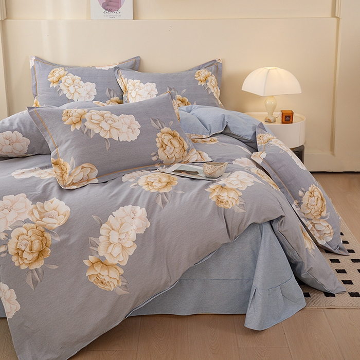 91家纺网 家纺一手货源 找家纺 博弈家纺 2025新款100%加厚全棉纯棉四件套喷气磨毛四件套-礼盒装 春和景明