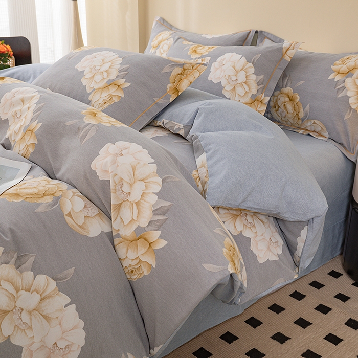 91家纺网 家纺一手货源 找家纺 博弈家纺 2025新款100%加厚全棉纯棉四件套喷气磨毛四件套-礼盒装 春和景明