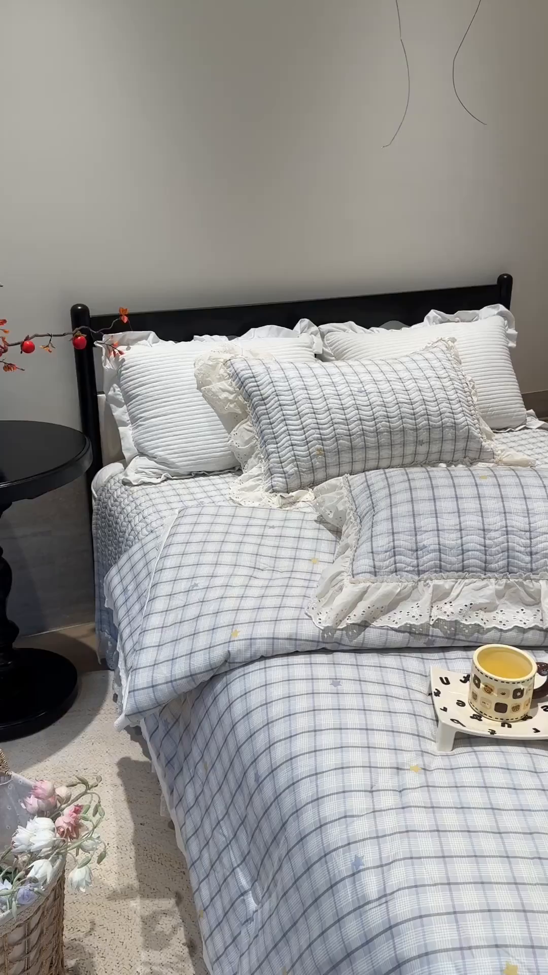 91家纺网 家纺一手货源 找家纺 奈萝家纺 2025新款全棉蕾丝花边被套春秋被床盖四件套床盖三件套 心悦