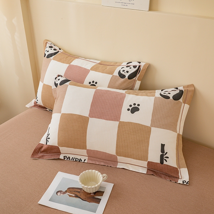 91家纺网 家纺一手货源 找家纺 博弈家纺 2025新款100%加厚全棉纯棉四件套喷气磨毛四件套-礼盒装 格调熊猫