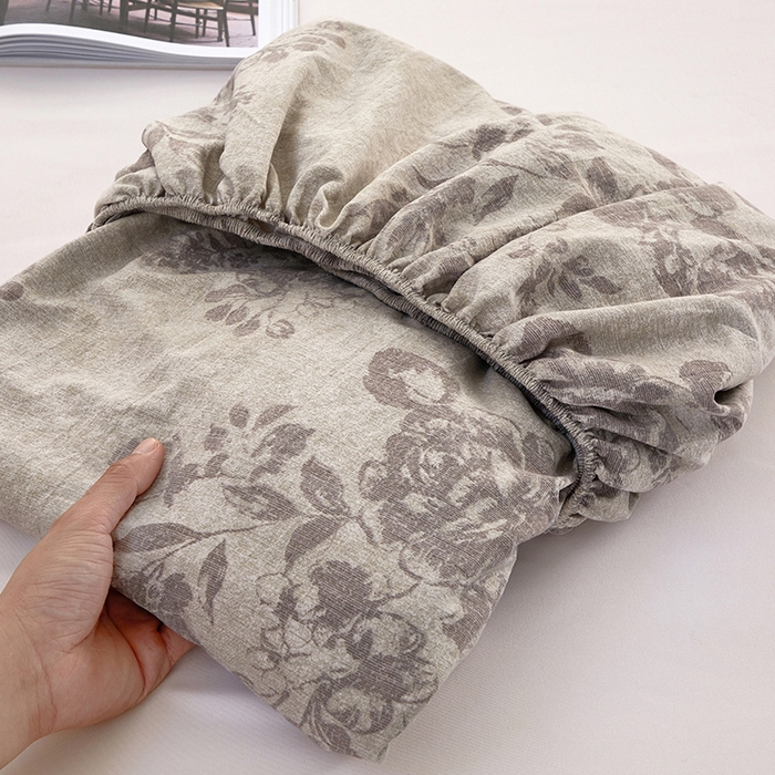 91家纺网 家纺一手货源 找家纺 卢赛尔 2025新款高克重皱皱复古原麻单床笠床笠三件套 花眠