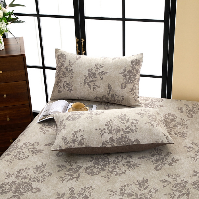 91家纺网 家纺一手货源 找家纺 卢赛尔 2025新款高克重皱皱复古原麻单床笠床笠三件套 花眠