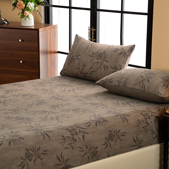 91家纺网 家纺一手货源 找家纺 卢赛尔 2025新款高克重皱皱复古原麻单床笠床笠三件套 南栀羽