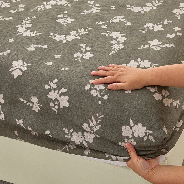 91家纺网 家纺一手货源 找家纺 卢赛尔 2025新款高克重皱皱复古原麻单床笠床笠三件套 森屿