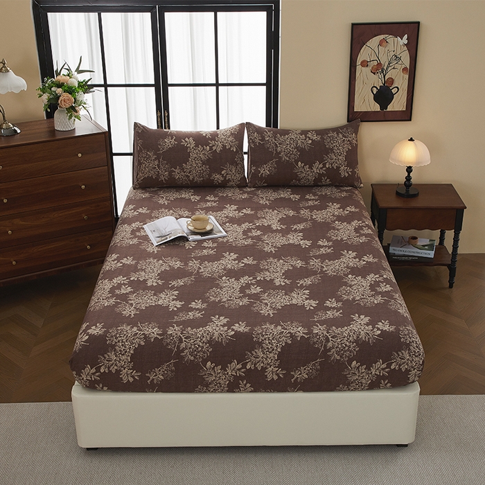 卢赛尔 2025新款高克重皱皱复古原麻单床笠床笠三件套 疏影