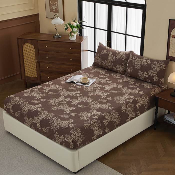 91家纺网 家纺一手货源 找家纺 卢赛尔 2025新款高克重皱皱复古原麻单床笠床笠三件套 疏影